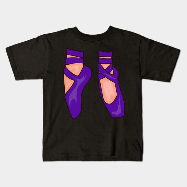 Purple Ballet Shoes Kids T-Shirt by CatsAreAmazing1